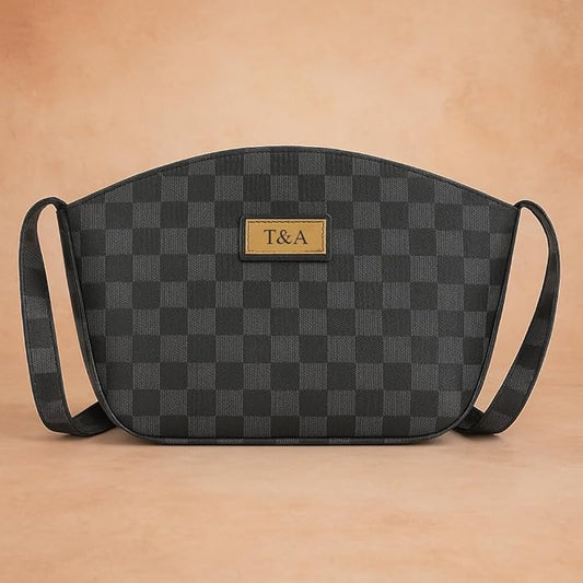 T&A Luxe Checkered Sling | Elegant Designer Crossbody Bag for Women | Premium Shoulder Purse