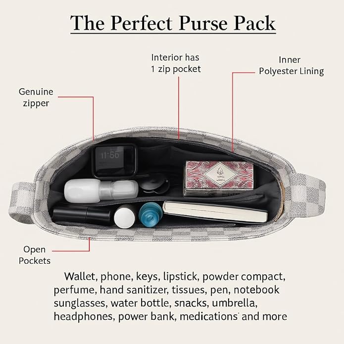 T&A Luxe Checkered Sling | Elegant Designer Crossbody Bag for Women | Premium Shoulder Purse