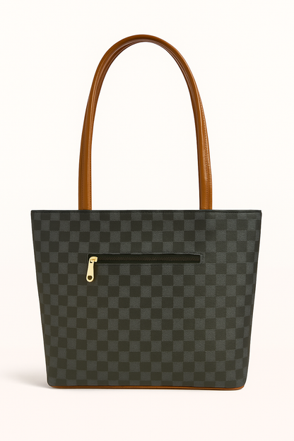 T&A Premium Black Checked Handbag for Women | Elegant Designer Shoulder Bag | Luxury Everyday Tote