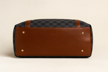 T&A Premium Black Checked Handbag for Women | Elegant Designer Shoulder Bag | Luxury Everyday Tote