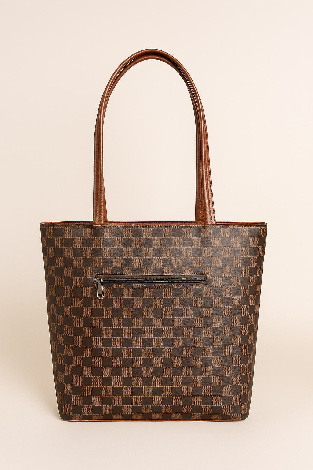 T&A Premium Brown Checked Handbag for Women | Elegant Designer Shoulder Bag | Luxury Everyday Tote