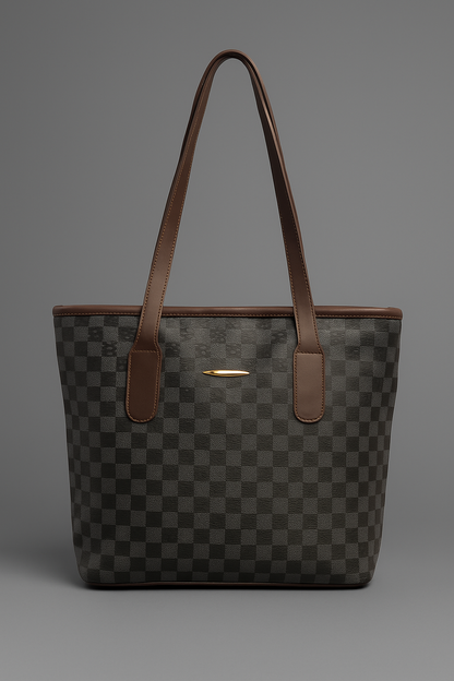 T&A Premium Checkered Shoulder Bag for Women | Water-Resistant | Stylish & Trendy Design Shoulder Bag | Multi-Utility | Large Capacity | Commuting, Leisure, Work, Casual & Daily Use