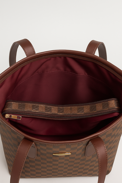 T&A Premium Checkered Shoulder Bag for Women | Water-Resistant | Stylish & Trendy Design Shoulder Bag | Multi-Utility | Large Capacity | Commuting, Leisure, Work, Casual & Daily Use