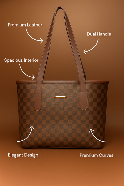 T&A Premium Checkered Shoulder Bag for Women | Water-Resistant | Stylish & Trendy Design Shoulder Bag | Multi-Utility | Large Capacity | Commuting, Leisure, Work, Casual & Daily Use