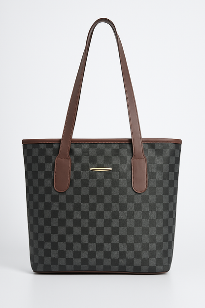 T&A Premium Checkered Shoulder Bag for Women | Water-Resistant | Stylish & Trendy Design Shoulder Bag | Multi-Utility | Large Capacity | Commuting, Leisure, Work, Casual & Daily Use