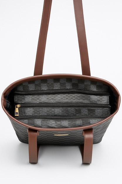 T&A Premium Checkered Shoulder Bag for Women | Water-Resistant | Stylish & Trendy Design Shoulder Bag | Multi-Utility | Large Capacity | Commuting, Leisure, Work, Casual & Daily Use