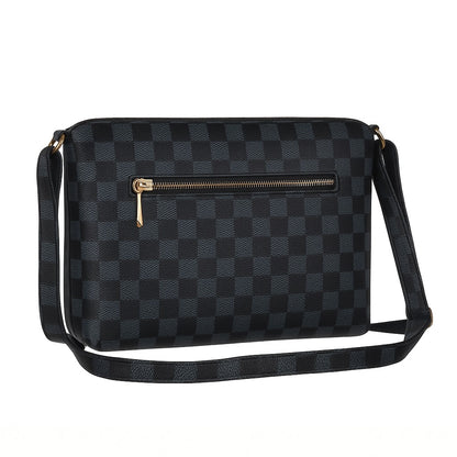 "T&A Luxe Noir Checkered Sling | Elegant Designer Crossbody for Women"