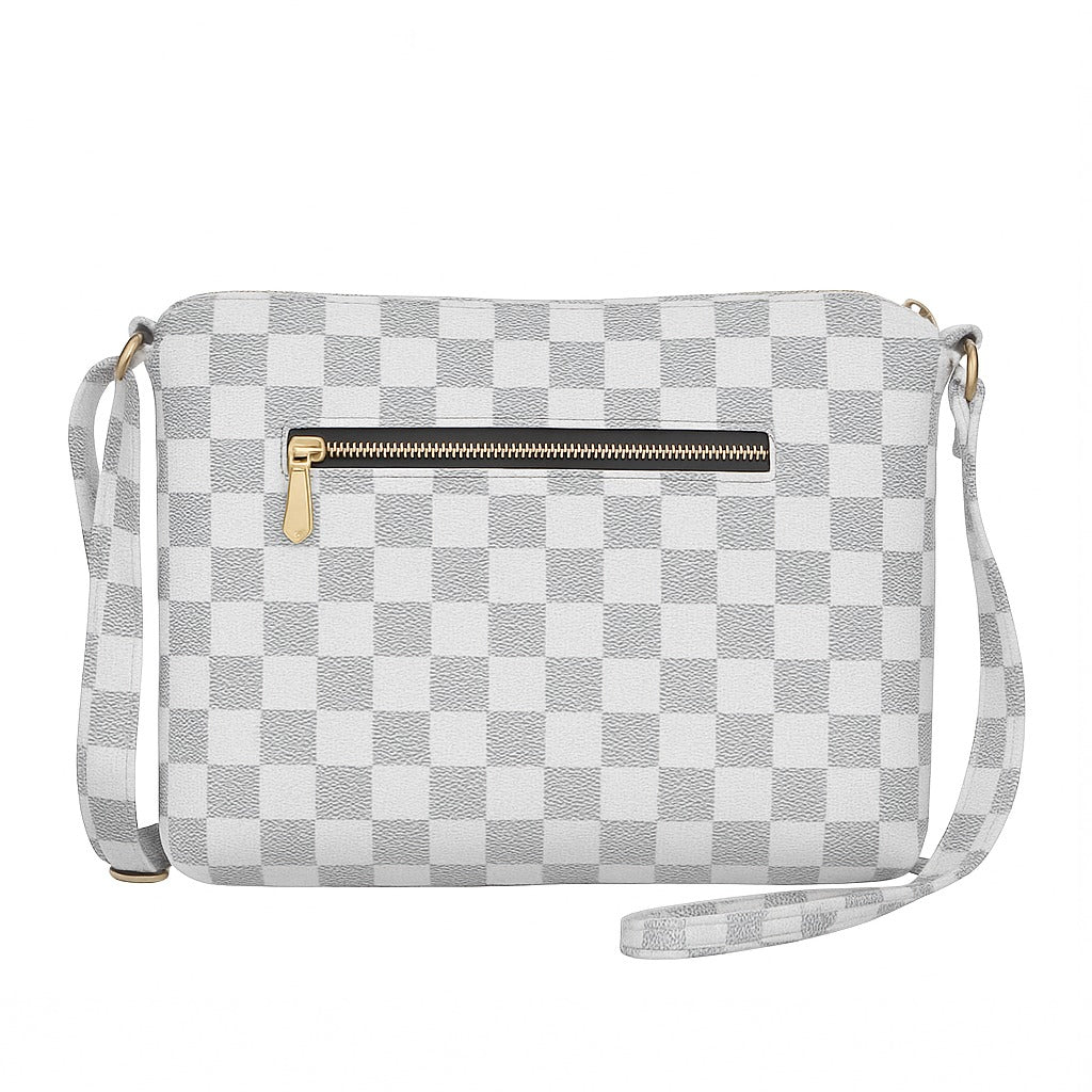 "T&A Luxe Noir Checkered Sling | Elegant Designer Crossbody for Women"