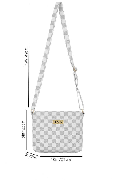 "T&A Luxe Noir Checkered Sling | Elegant Designer Crossbody for Women"